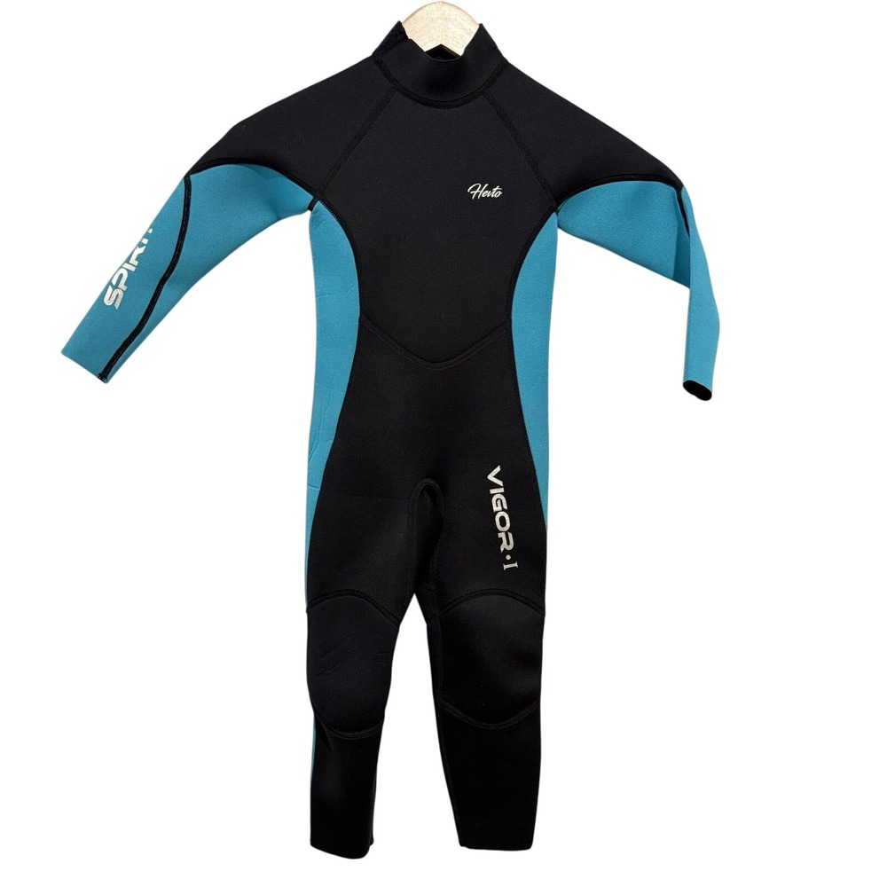 Hevto Vigor Youth Wetsuit Size‎ 6 Black Turquoise Body Surf Beach Neoprene